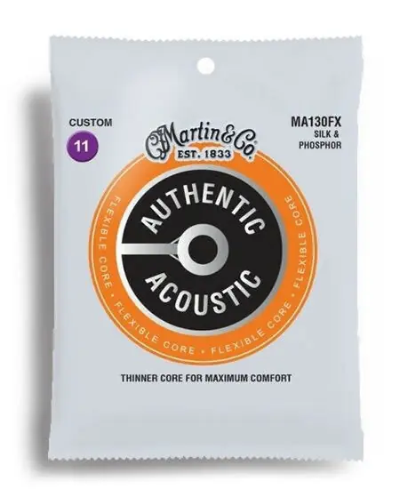 Today Only Martin Authentic Acoustic Flexible Core Silk & Phosphor Custom Guitar String Set (11-47)