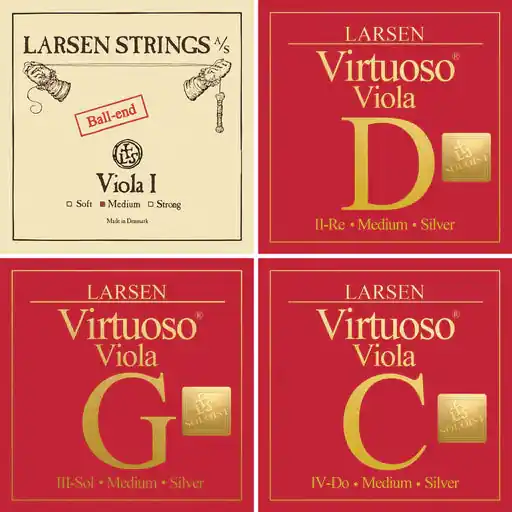 Larsen Virtuoso Soloist Viola Strings, Set (Ball A), 15"-16.5" Instant Buy