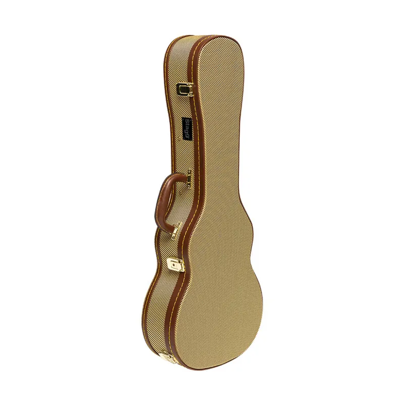 Shop Now Vintage-style series gold tweed deluxe hardshell case for baritone ukulele