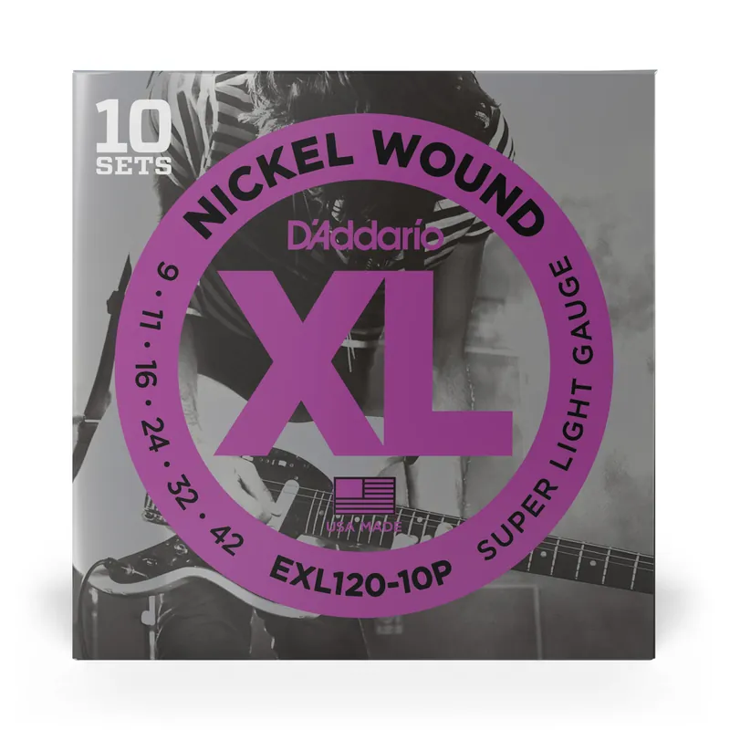 Exclusive D'Addario EXL120-10P Nickel Wound 9-42 Electric Guitar Strings, Light, 10-Pack