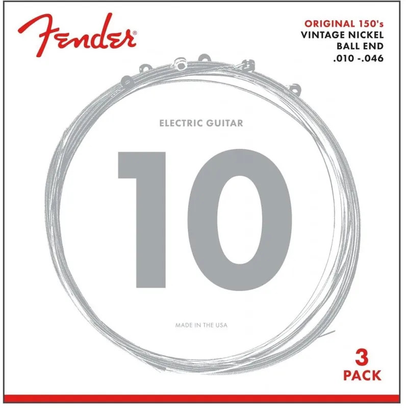 Fender 150R Pure Nickel 10-46 Electric Guitar Strings, 3-Pack Today Only