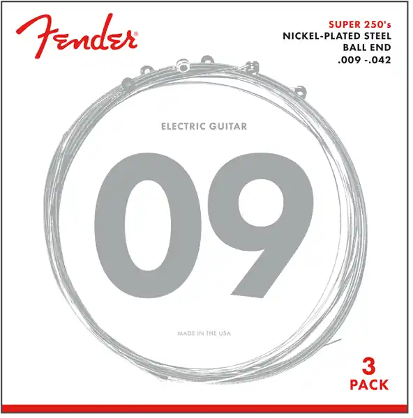 Markdown Fender 250L 3-Pack Nickel Plated Steel Electric Guitar Strings, Light, 9-42