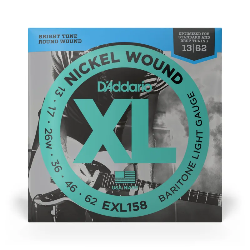 D'Addario EXL158 Nickel Wound 13-62 Baritone Electric Guitar Strings, Light New Arrival