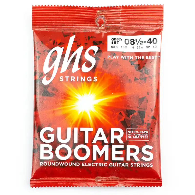 GHS Boomers Dynamite Nickel Alloy 8.5-40 Electric Guitar Strings, Extra Extra Light Top Pick