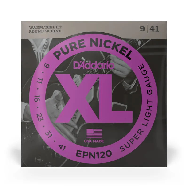 Handmade D'Addario Pure Nickel 9-41 Electric Guitar Strings, Super Light
