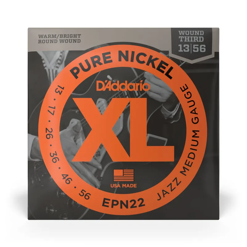 Affordable D'Addario Pure Nickel 13-56 Electric Guitar Strings, Jazz Medium