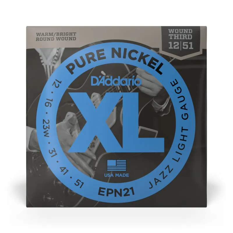 D'Addario Pure Nickel 12-51 Electric Guitar Strings, Jazz Light Factory Price