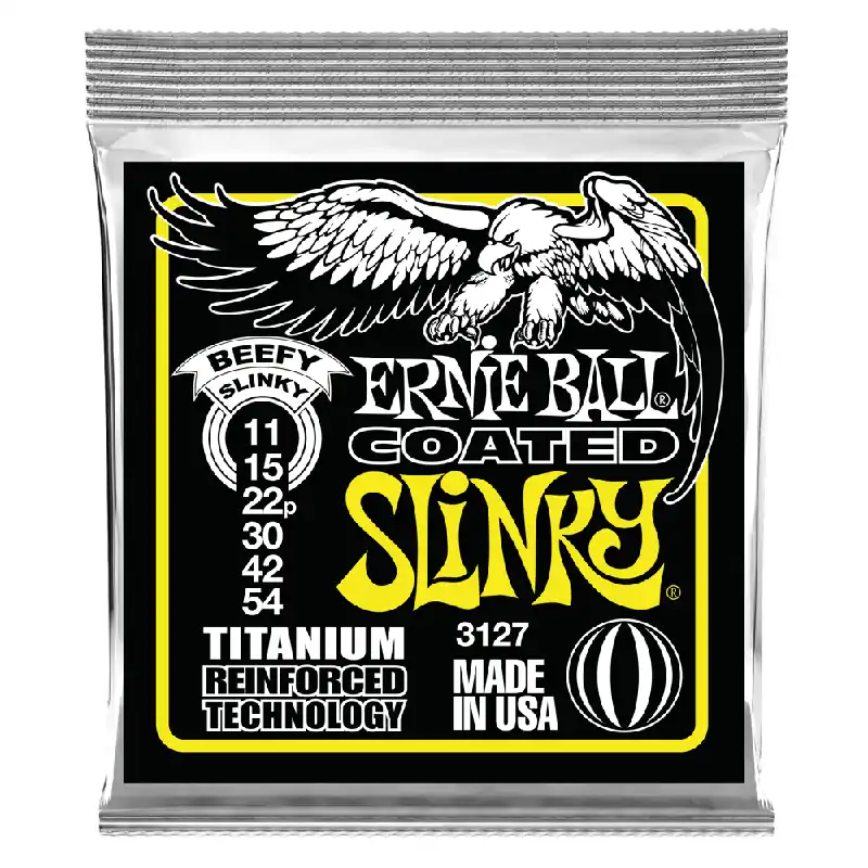 Super Sale Ernie Ball 3127 Coated Titanium RPS Beefy Slinky 11-54 Electric Guitar Strings