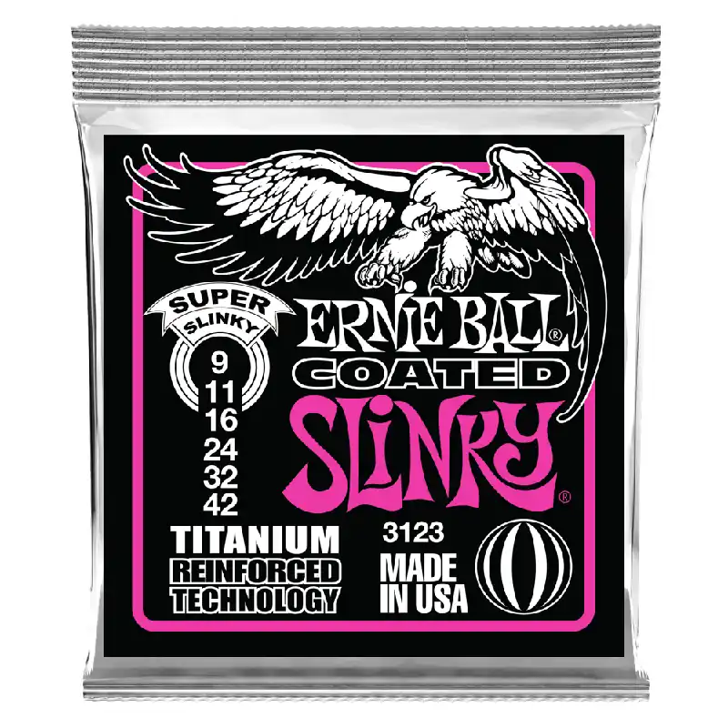 Holiday Sale Ernie Ball 3123 Coated Titanium RPS Super Slinky 9-42 Electric Guitar Strings