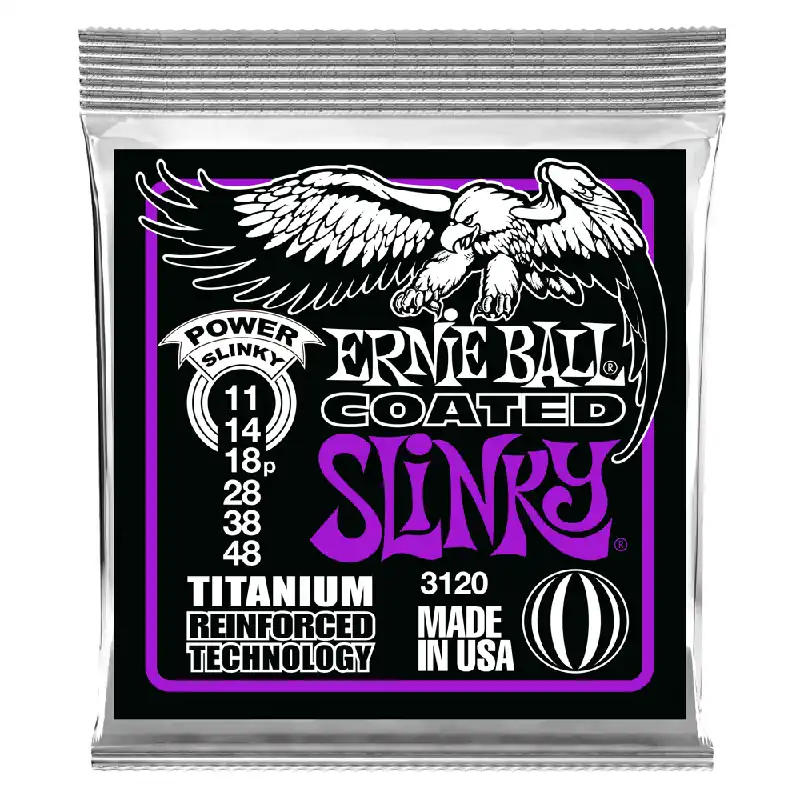 Handmade Ernie Ball 3120 Coated Titanium RPS Power Slinky 11-48 Electric Guitar Strings