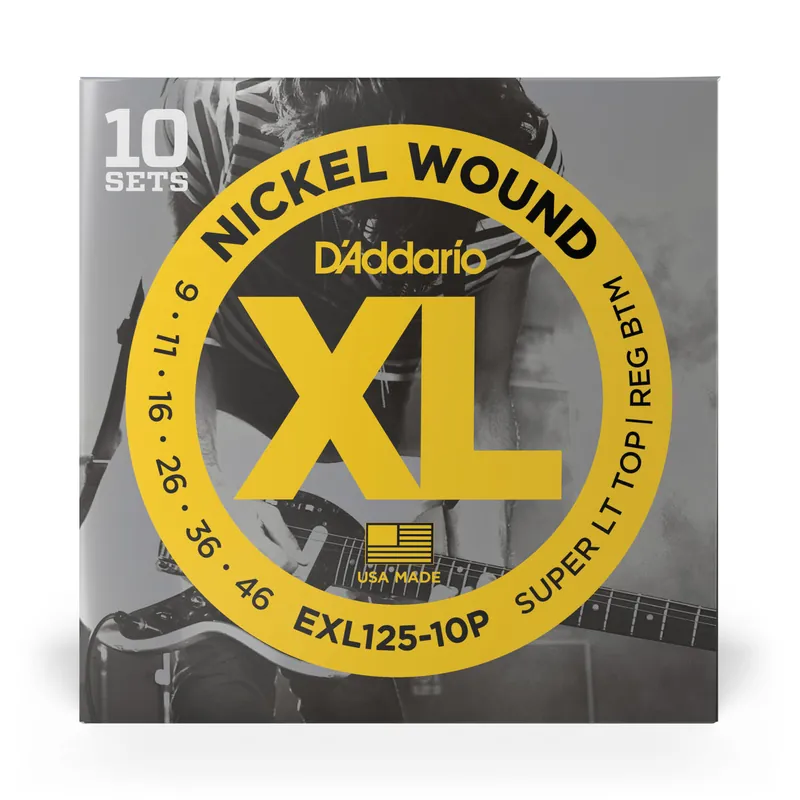Premium D'Addario EXL125-10P Nickel Wound 9-46 Electric Guitar Strings, Custom Light, 10-Pack