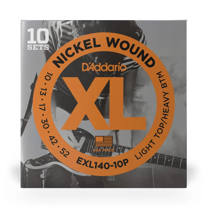 D'Addario EXL140-10P Nickel Wound 10-52 Electric Guitar Strings, Light Top Heavy Bottom, 10-Pack Best Seller