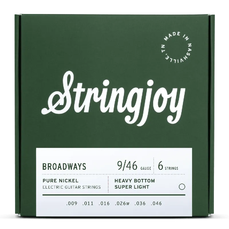 Stringjoy Broadways 9-46 Pure Nickel Electric Guitar Strings Weekend Sale