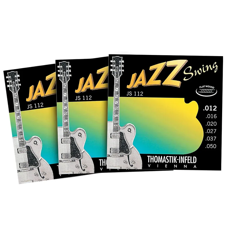 Bulk Order Thomastik-Infeld JS112 Jazz Swing Flat Wound 12-50 Electric Guitar Strings, 3-Pack