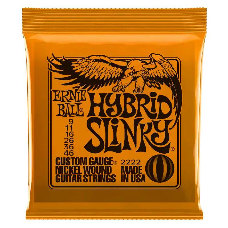 Limited Edition Ernie Ball 2222 Hybrid Slinky 9-46 Electric Guitar Strings, 12-Pack