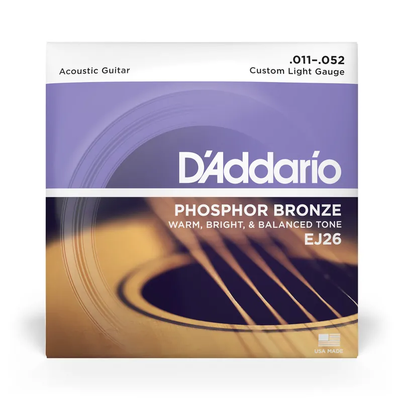D'Addario EJ26 Phosphor Bronze 11-52 Acoustic Guitar Strings, Custom Light Must Have