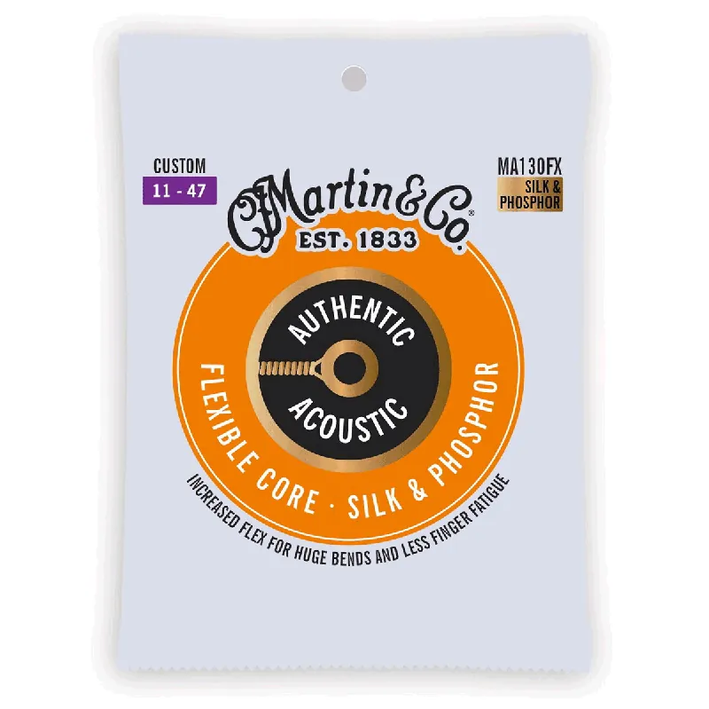 Authentic Martin Authentic Acoustic Flexible Core Silk & Phosphor 11-47 Acoustic Guitar Strings