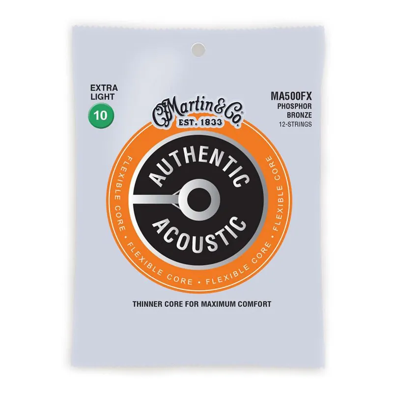 Order Now Martin Authentic Acoustic Flexible Core Phosphor Bronze 12-String 10-54 Acoustic Guitar Strings