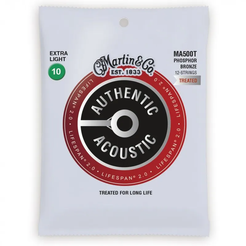 Certified Martin Authentic Acoustic LifeSpan Phosphor Bronze 12-String 10-47 Acoustic Guitar Strings
