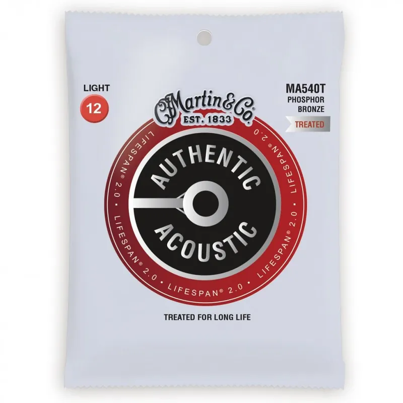 Martin Authentic Acoustic LifeSpan Phosphor Bronze 12-54 Light Acoustic Guitar Strings Limited Time