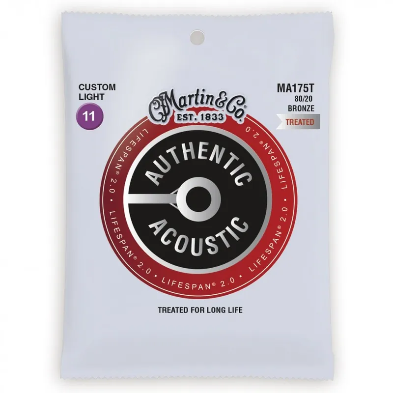 Martin Authentic Acoustic LifeSpan 80/20 Bronze 11-52 Acoustic Guitar Strings While Supplies Last