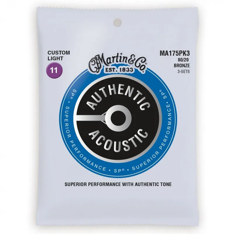 Martin Authentic Acoustic SP 80/20 Bronze 11-52 Acoustic Guitar Strings, 3-Pack Flash Sale