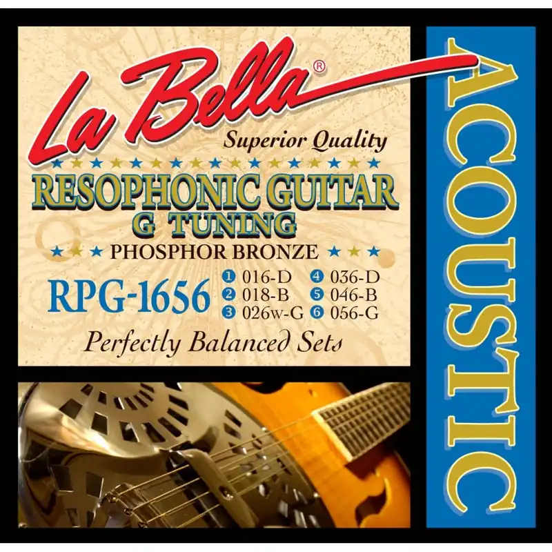 Deal La Bella Phosphor Bronze 16-56 Resophonic Acoustic Guitar Strings, G-Tuning