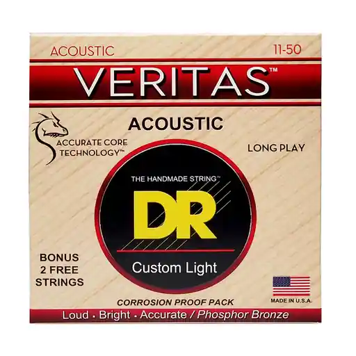 DR Strings VERITAS Phosphor Bronze 11-50 Acoustic Guitar Strings Get Yours