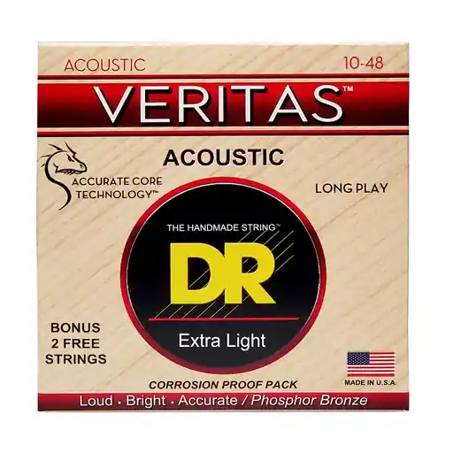 DR Strings VERITAS Phosphor Bronze 10-48 Acoustic Guitar Strings New Arrival