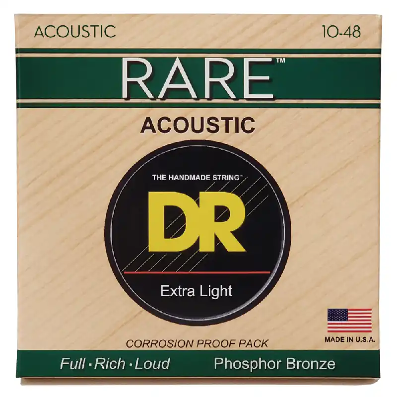 DR Strings RARE Bronze 10-48 Acoustic Guitar Strings Modern