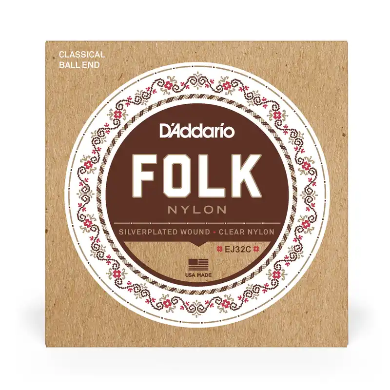 Wholesale D'Addario EJ32C Folk Nylon Silver-plated Copper & Clear Nylon Acoustic Guitar Strings, Ball-End