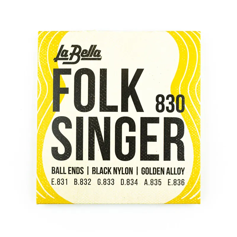 Handmade La Bella Folk Singer Golden Alloy & Black Nylon Acoustic Guitar Strings