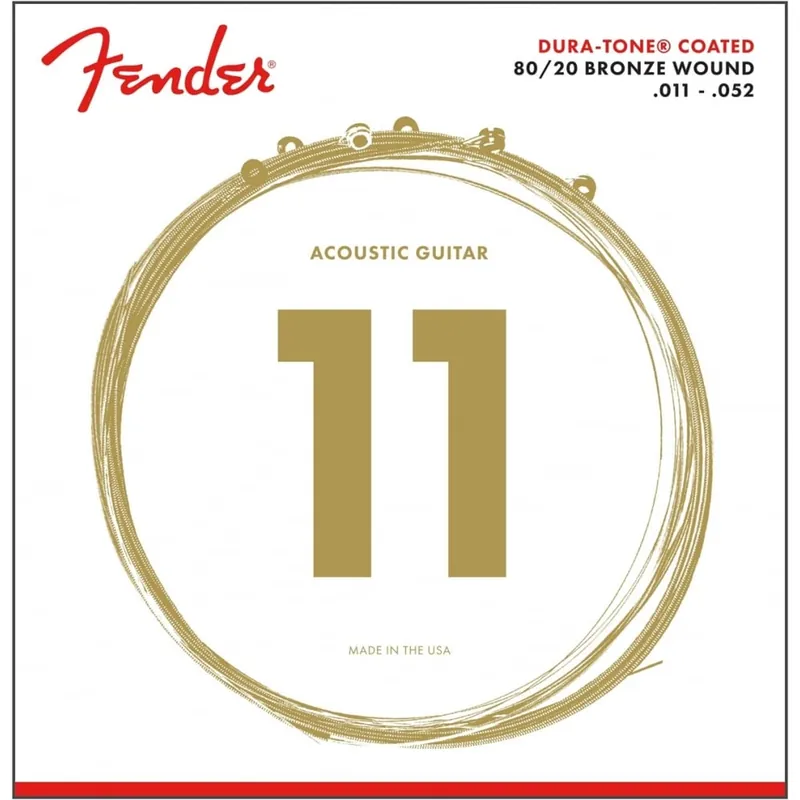Fender Dura-Tone 80/20 Bronze 11-52 Acoustic Guitar Strings, Custom Light Mega Sale