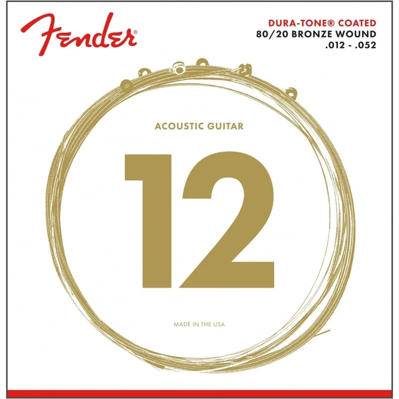Fender Dura-Tone 80/20 Bronze 12-52 Acoustic Guitar Strings, Light Cheap