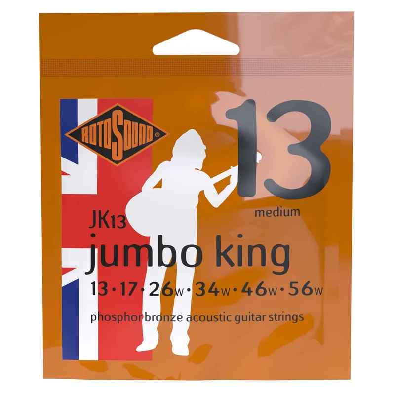 Deal Rotosound Jumbo King Phosphor Bronze 13-56 Acoustic Guitar Strings, Medium
