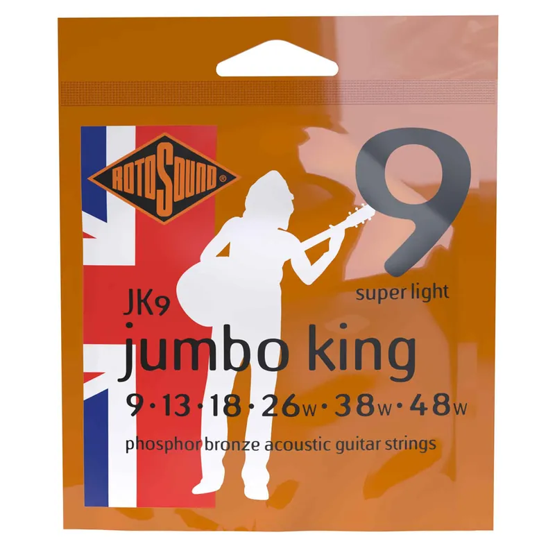 Rotosound Jumbo King Phosphor Bronze 9-48 Acoustic Guitar Strings, Super Light Holiday Sale