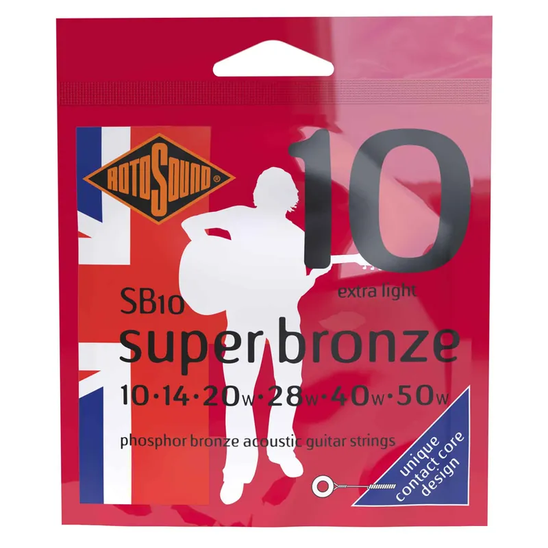 Rotosound Super Bronze Phosphor Bronze 10-50 Acoustic Guitar Strings, Extra Light Special Offer