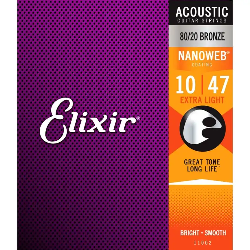 Elixir Nanoweb 80/20 Bronze 10-47 Acoustic Guitar Strings [11002] Wholesale