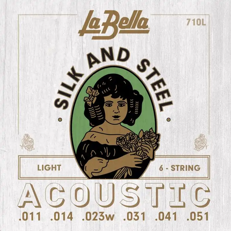 No Minimum Order La Bella Silk & Steel 11-51 Acoustic Guitar Strings, Light