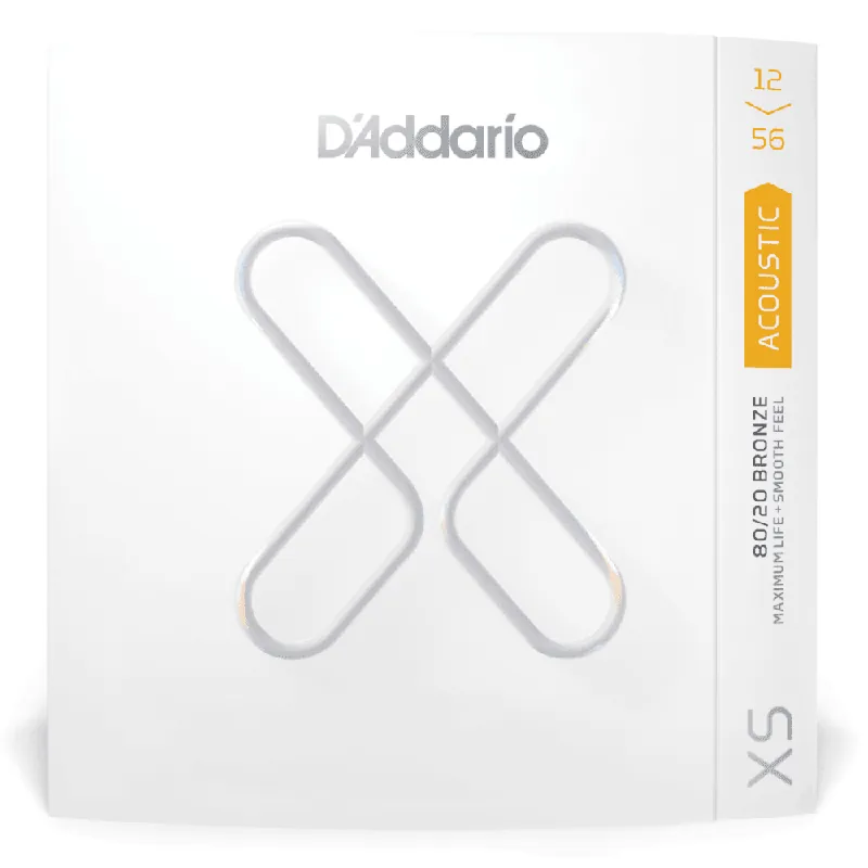 Price Cut D'Addario XS 80/20 Bronze 12-56 Acoustic Guitar Strings, Light Top/Medium Bottom