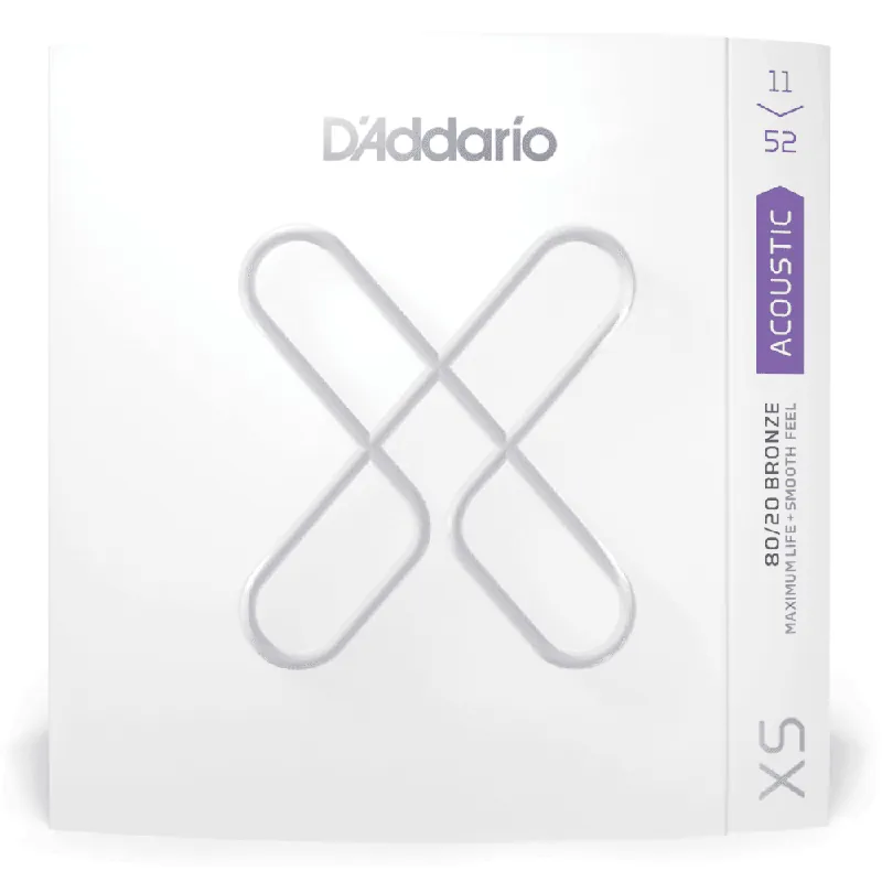 Same Day Shipping D'Addario XS 80/20 Bronze 11-52 Acoustic Guitar Strings, Custom Light