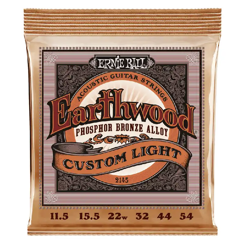 Deal Ernie Ball Earthwood Phosphor Bronze 11.5-54 Acoustic Guitar Strings, Custom Light