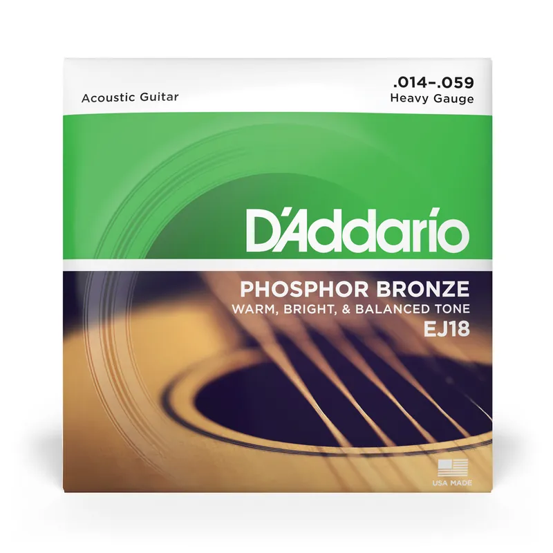 Buy Online D'Addario EJ18 Phosphor Bronze 14-59 Acoustic Guitar Strings, Heavy