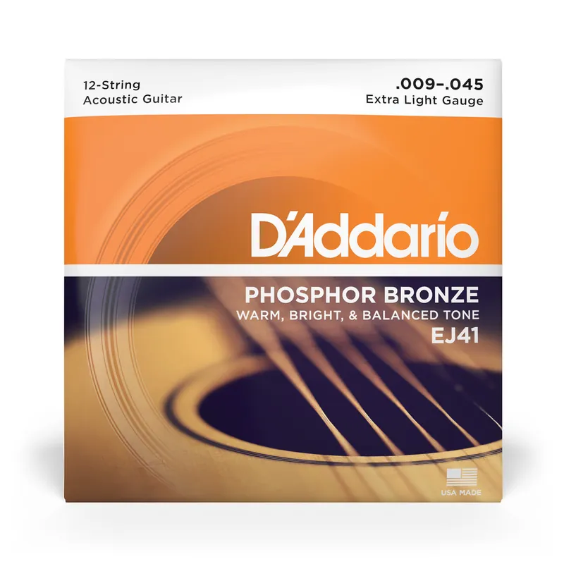 Latest D'Addario EJ41 Phosphor Bronze 12-String 9-45 Acoustic Guitar Strings, Extra Light
