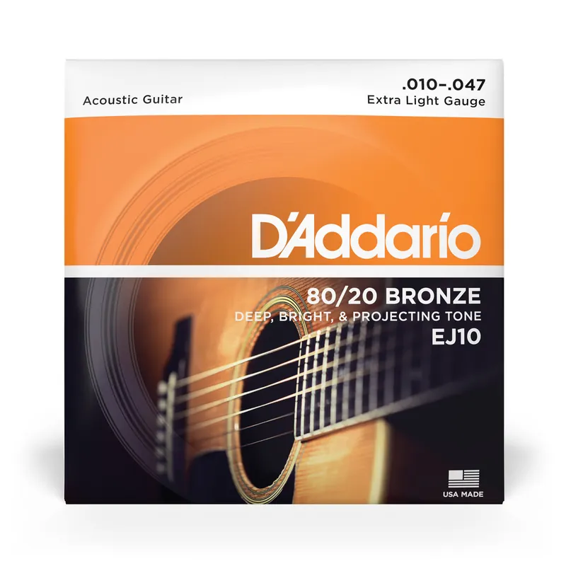 Clearance D'Addario 80/20 Bronze 10-47 Acoustic Guitar Strings, Extra Light