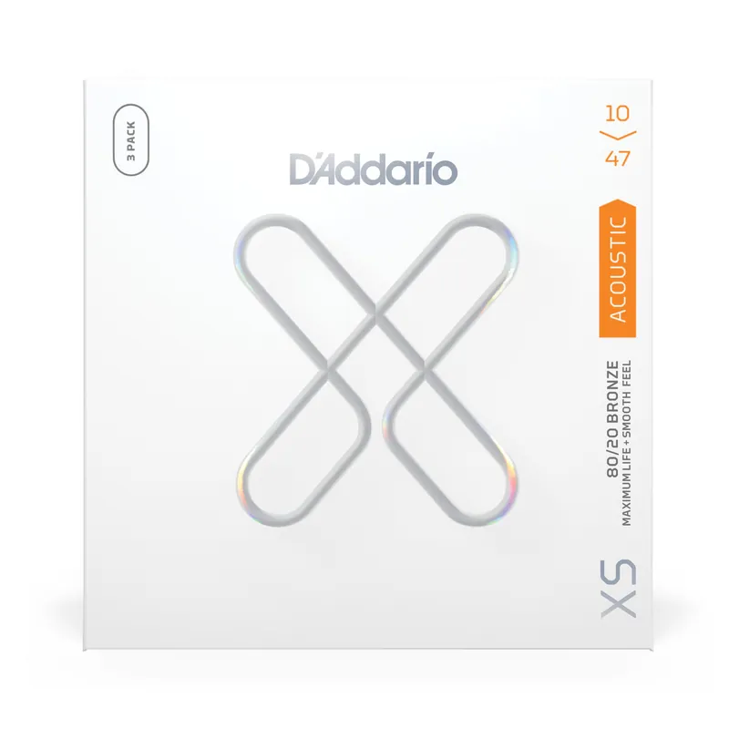 D'Addario XS 80/20 Bronze 10-47 Acoustic Guitar Strings, Extra Light, 3-Pack Worldwide Shipping