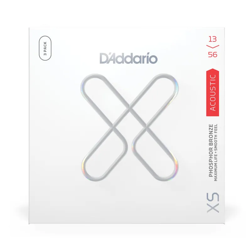 D'Addario XS Phosphor Bronze 13-56 Acoustic Guitar Strings, Light, 3-Pack Authentic