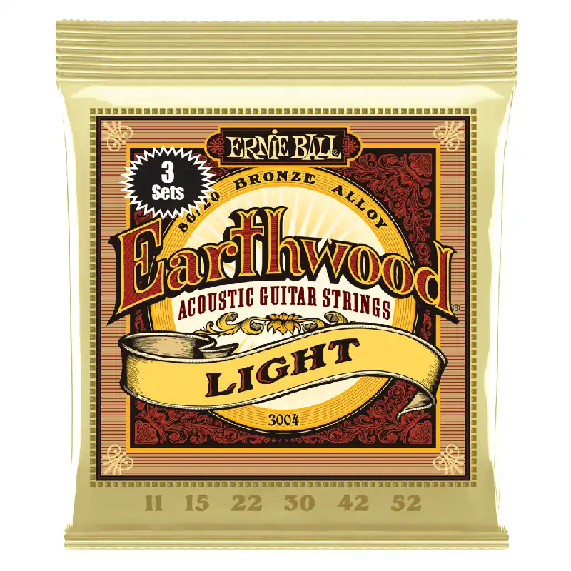 New Arrival Ernie Ball Earthwood 80/20 Bronze 11-52 Acoustic Guitar Strings, Light, 3-Pack