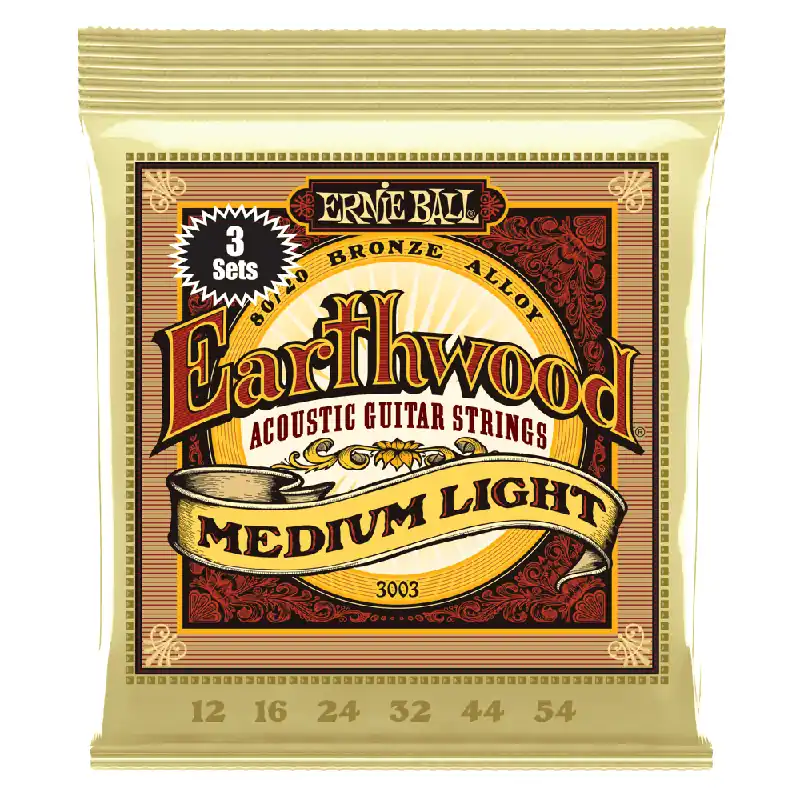 Handmade Ernie Ball Earthwood 80/20 Bronze 12-54 Acoustic Guitar Strings, Medium-Light, 3-Pack