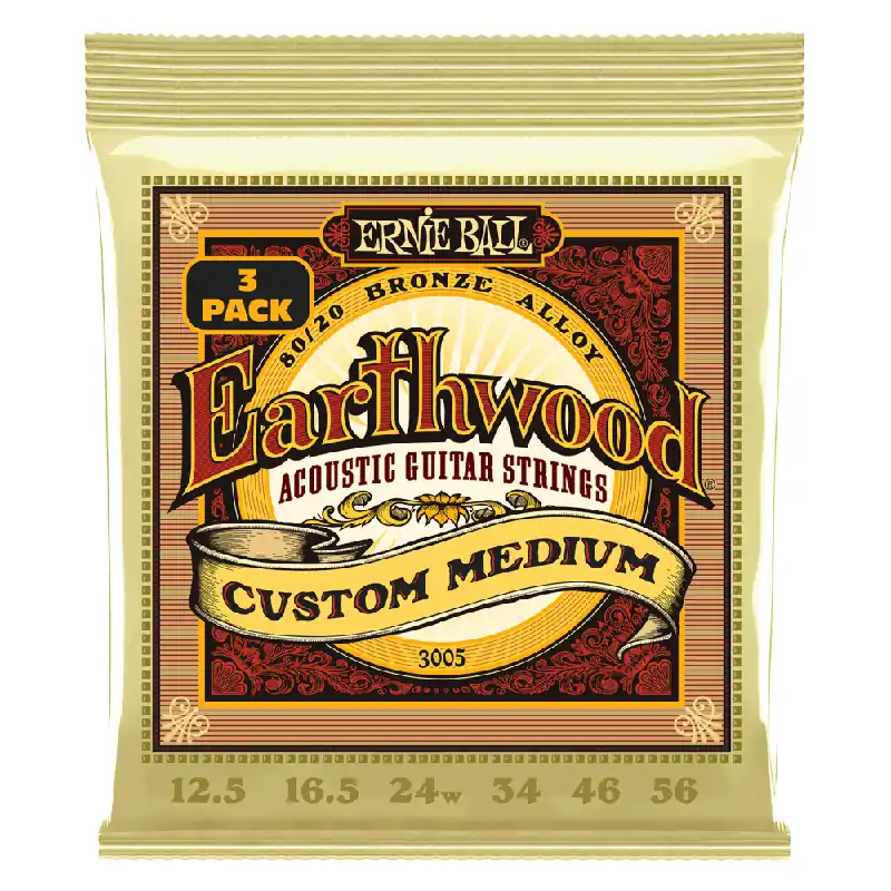 Don’t Miss Out Ernie Ball Earthwood 80/20 Bronze 12.5-56 Acoustic Guitar Strings, Custom Medium, 3-Pack